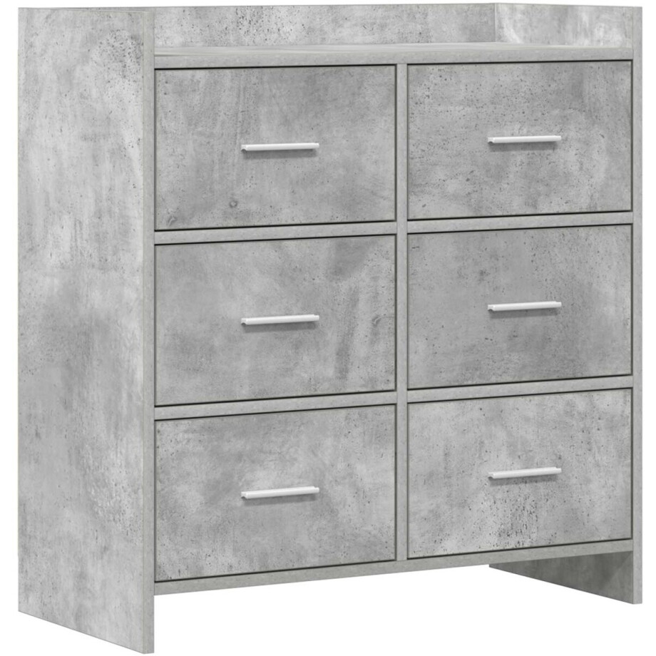 vidaXL - Dressoir - Betongrijs - 75 - x - 33 - x - 80 - cm - Bewerkt - hout afbeelding 1