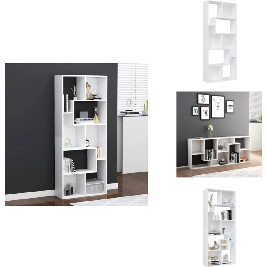 vidaXL Boekenkast - Boekenkasten - Kast - Kasten - Boekenkast 67x24x161 cm bewerkt hout wit afbeelding 1