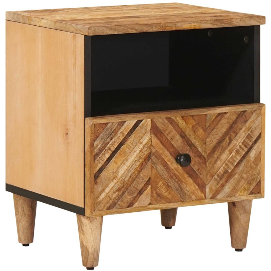 vidaXL - Nachtkastje - met - lade - Bruin - 50 - x - 33 - x - 60 - cm - Massief - Mango - Hout afbeelding 1