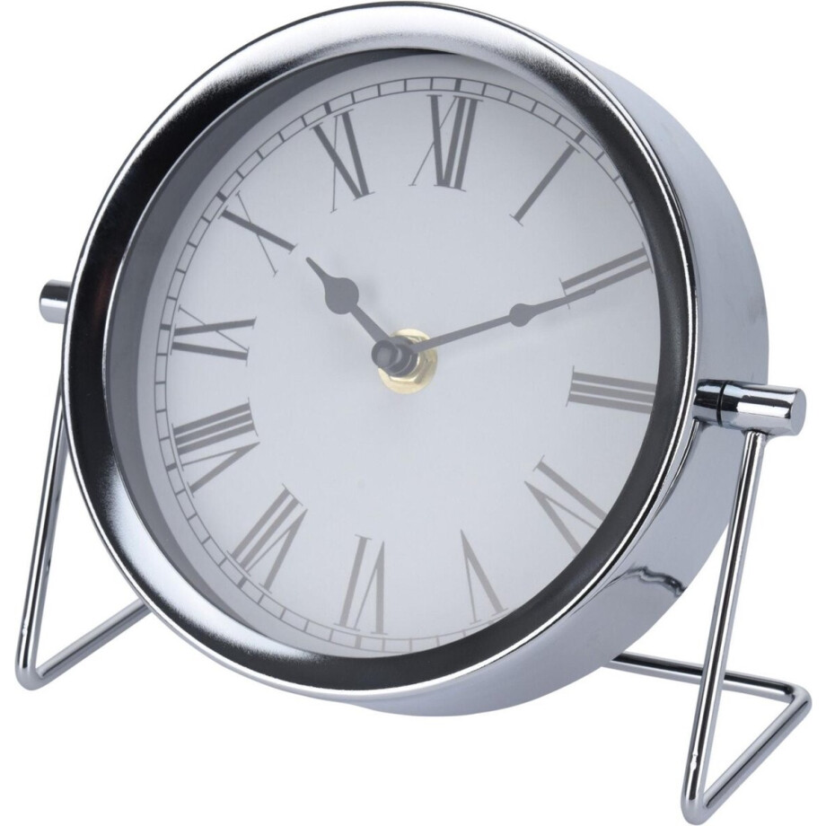 MISOU Tafelklok - Zilver - Metaal - 16 cm - Klokken - Binnen - Decoratieve - Accessoires afbeelding 1