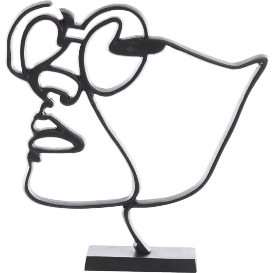 Light & Living Deco Beeld Face - Metaal - Zwart - 34x35x8 cm (BxHxD) afbeelding 1