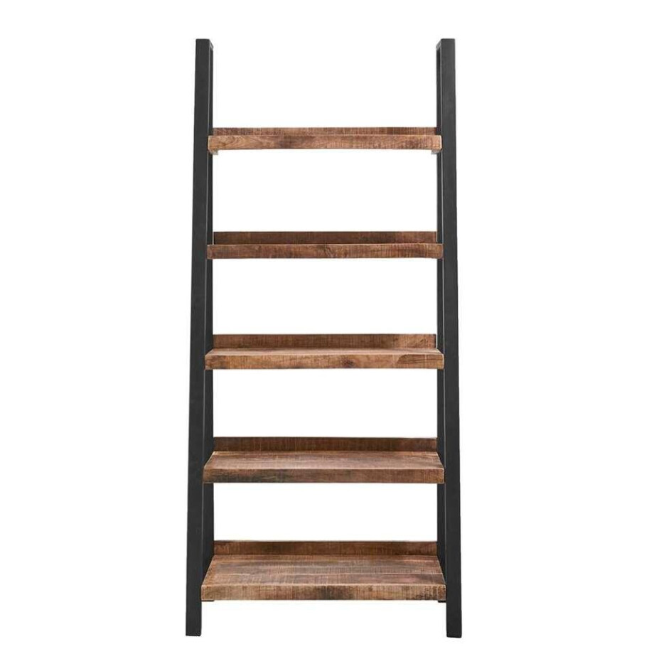 Leen Bakker - Boekenkast Scott - Bruin - 180x90x40 Cm - Metaal/Hout - Bruin#Zwart afbeelding 1