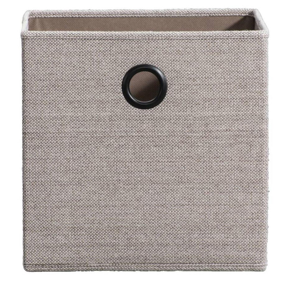 Leen Bakker - Opbergbox Kenzi Linnen - 31x31x31 Cm - Polyester/Linnen - Taupe Leen Bakker - Opbergbox Kenzi Linnen - 31x31x31 Cm - Polyester/Linnen - Taupe afbeelding 1
