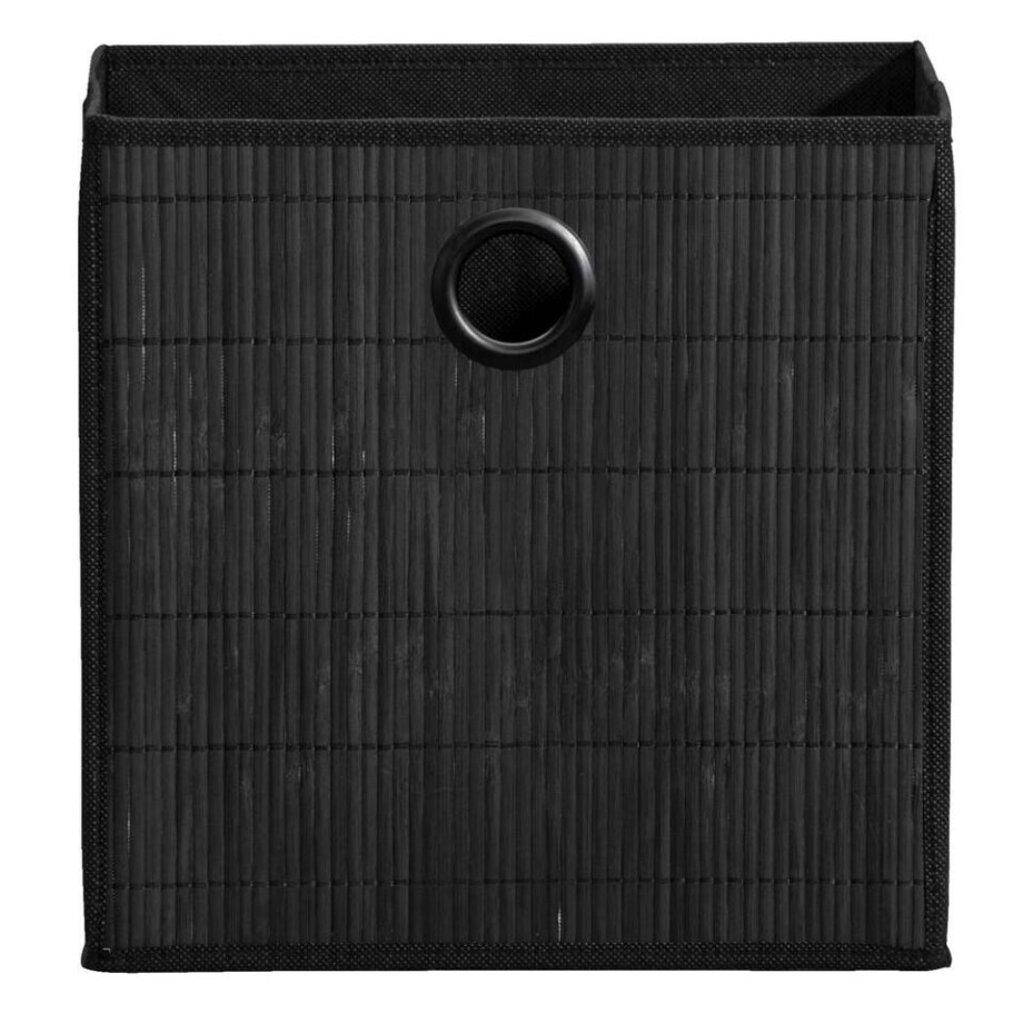 Leen Bakker - Opbergbox Kenzi - 31x31x31 Cm - Bamboe - Zwart Leen Bakker - Opbergbox Kenzi - 31x31x31 Cm - Bamboe - Zwart afbeelding 1
