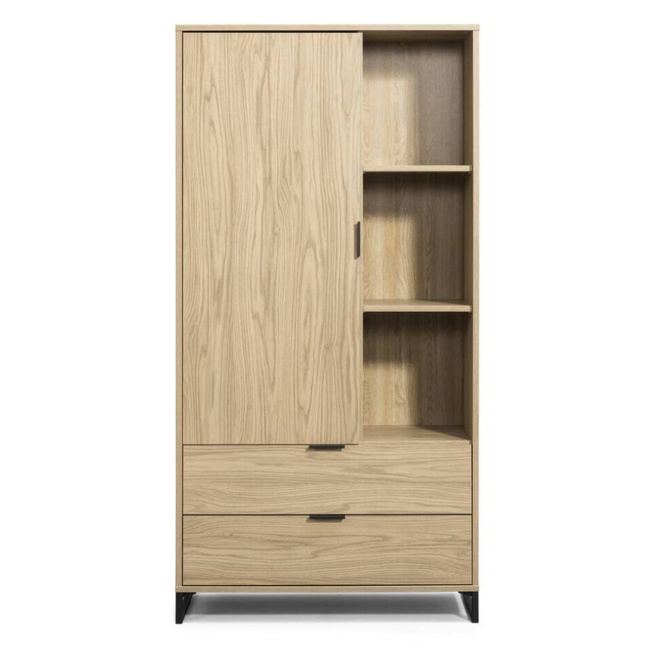 Leen Bakker - Wandkast Lucca - Eikenkleur - 190x95x40 Cm - MDF - Beige#Bruin afbeelding 1