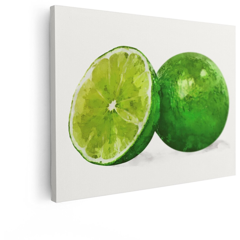 Artaza Canvas Schilderij Limoen - 120x90 cm - Wanddecoratie Keuken - Muurdecoratie Fruit - Decoratie Groen - Schilderijen Op Canvas afbeelding 1
