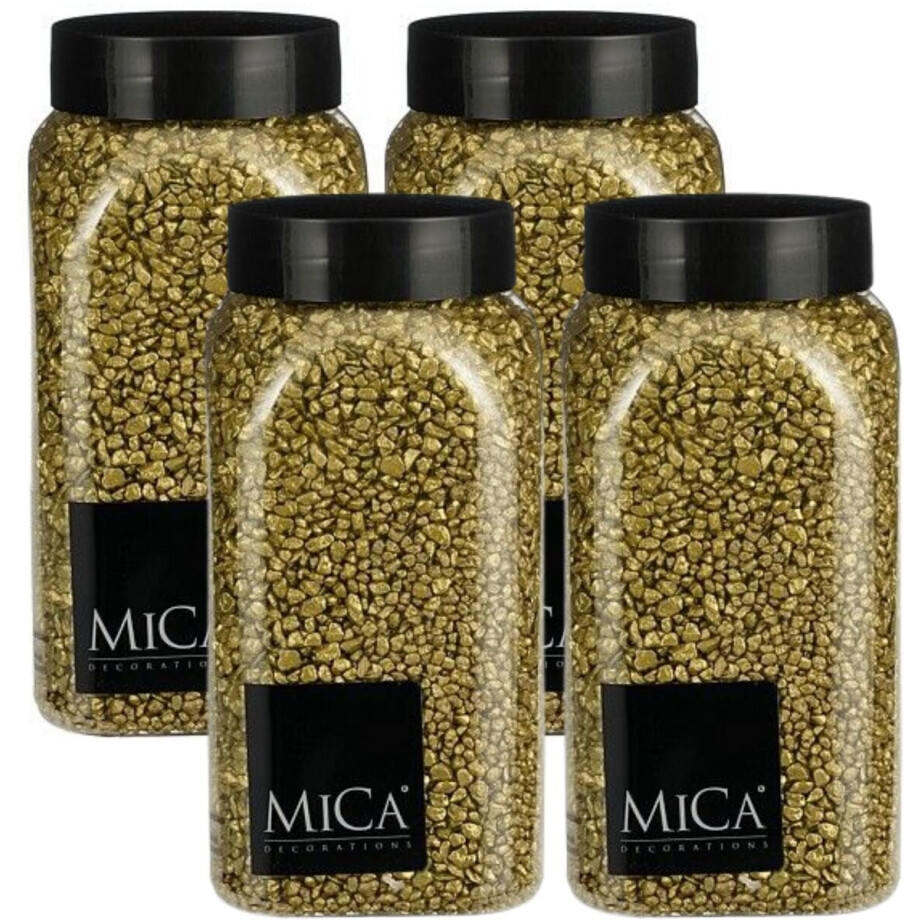 Mica Decorations decoratie stenen/granulaat - 4x - 650ml - goud - hobby steentjes afbeelding 1