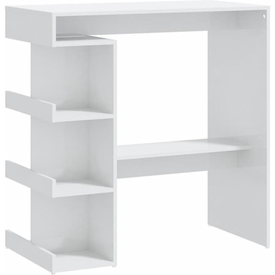 vidaXL - Bartafel - met - opbergrek - 100x50x101,5 - cm - hoogglans - wit afbeelding 1