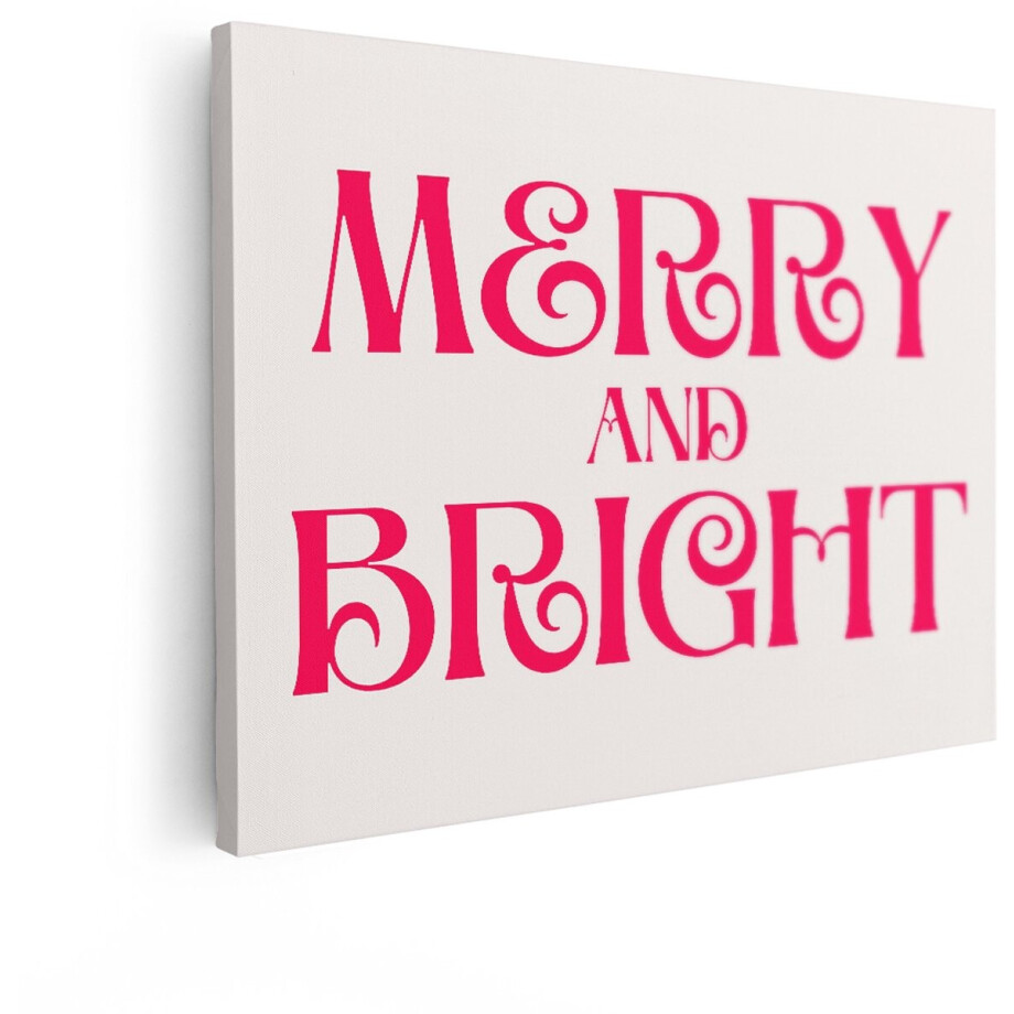 Artaza Canvas Schilderij Tekst Kerst - 40x30 cm - Wanddecoratie Roze Modern - Muurdecoratie Typografie - Schilderijen Op Canvas afbeelding 1