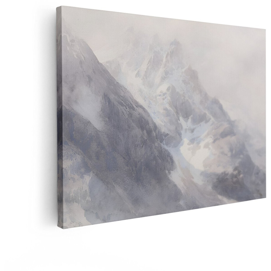 Artaza Canvas Schilderij Berglandschap - 40x30 cm - Wanddecoratie Natuur - Muurdecoratie Besneeuwde Bergtoppen - Kamer Accessoires afbeelding 1