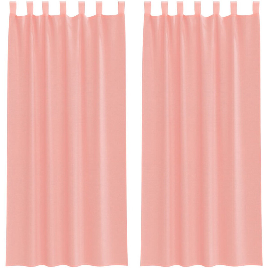 vidaXL - Gordijnen - voile - met - lussen - 2 - st - 140x225 - cm - roze afbeelding 1