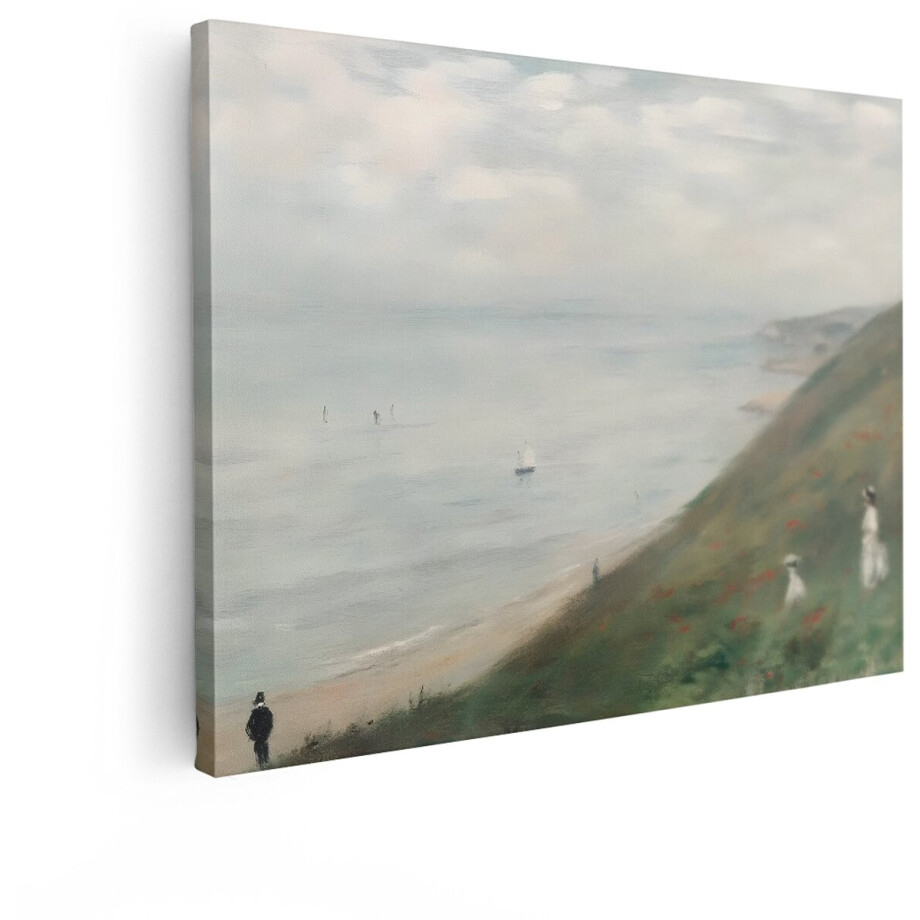 Artaza Canvas Schilderij Impressionistisch Schilderij van een Kustlandschap met Figuren en een Zeilboot - 80x60 cm - Wanddecoratie Woonkamer - Schilderijen - Muurdecoratie Artaza Canvas Schilderij Impressionistisch Schilderij van een Kustlandschap met Figuren en een Zeilboot - 80x60 cm - Wanddecoratie Woonkamer - Schilderijen - Muurdecoratie afbeelding 1