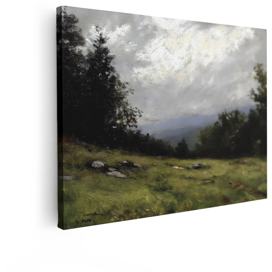 Artaza Canvas Schilderij Berglandschap - 40x30 cm - Wanddecoratie Natuur - Muurdecoratie Groen - Decoratie Bos - Kamer Accessoires afbeelding 1
