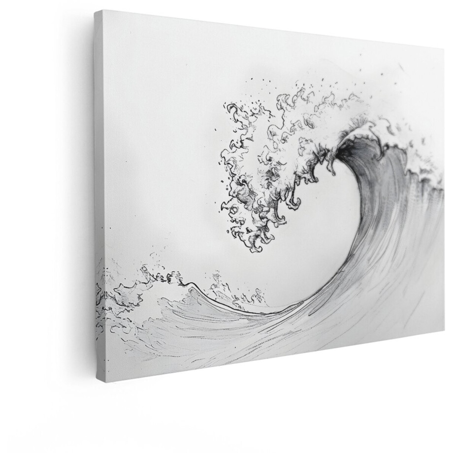 Artaza Canvas Schilderij Golf - 80x60 cm - Wanddecoratie Zee - Muurdecoratie Zwart Wit - Schilderijen Op Canvas Natuur Artaza Canvas Schilderij Golf - 80x60 cm - Wanddecoratie Zee - Muurdecoratie Zwart Wit - Schilderijen Op Canvas Natuur afbeelding 1