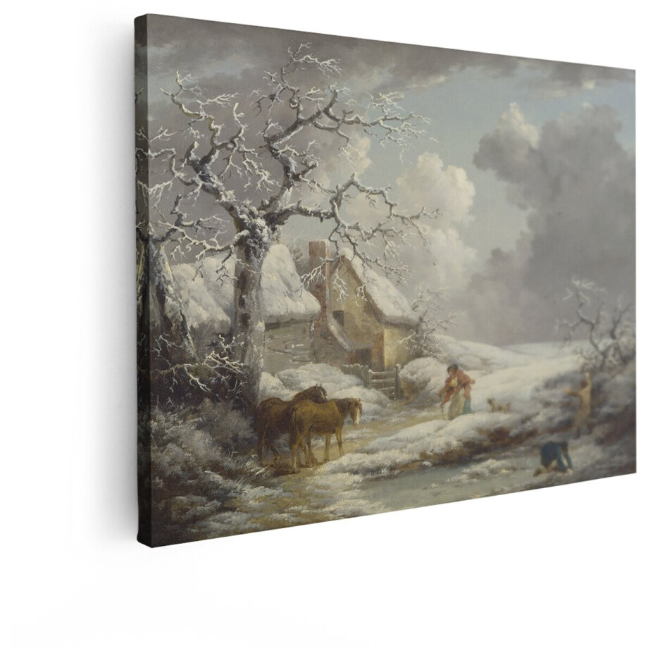 Artaza Canvas Schilderij Winterlandschap - 80x60 cm - Wanddecoratie Paarden Schilderij - Muurdecoratie Landelijk - Decoratie Boerderij Sneeuw Artaza Canvas Schilderij Winterlandschap - 80x60 cm - Wanddecoratie Paarden Schilderij - Muurdecoratie Landelijk - Decoratie Boerderij Sneeuw afbeelding 1