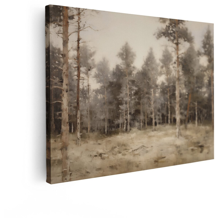Artaza Canvas Schilderij Bos - 120x90 cm - Wanddecoratie Natuur - Muurdecoratie Landschap - Decoratie Bomen - Schilderijen Op Canvas afbeelding 1
