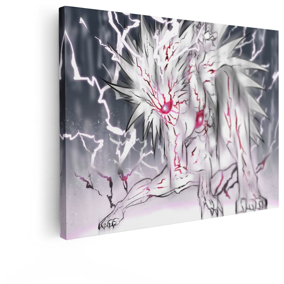 Artaza Canvas Schilderij Wolf - 80x60 cm - Wanddecoratie Anime - Muurdecoratie Jongens Slaapkamer - Decoratie Bliksem - Wit Artaza Canvas Schilderij Wolf - 80x60 cm - Wanddecoratie Anime - Muurdecoratie Jongens Slaapkamer - Decoratie Bliksem - Wit afbeelding 1