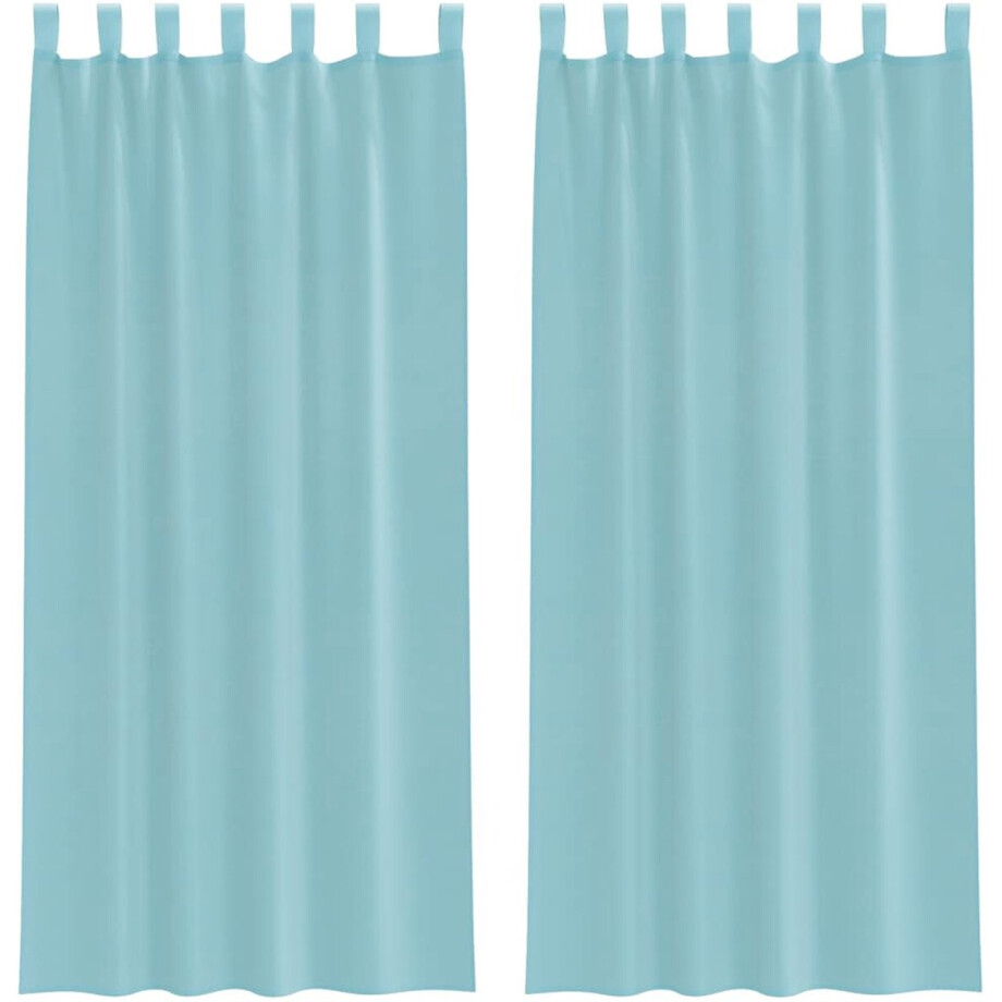 vidaXL - Gordijnen - voile - met - lussen - 2 - st - 140x245 - cm - turkoois vidaXL - Gordijnen - voile - met - lussen - 2 - st - 140x245 - cm - turkoois afbeelding 1