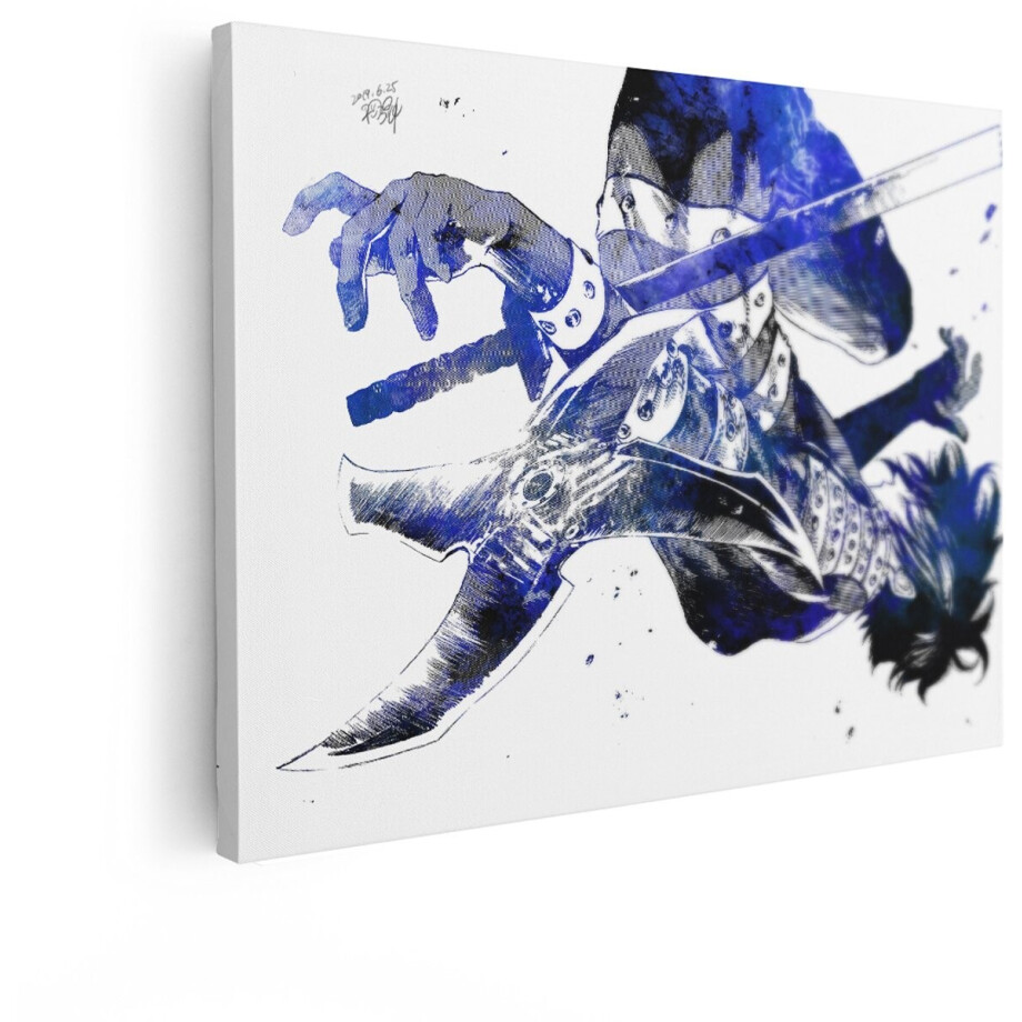 Artaza Canvas Schilderij Anime Krijger met Zwaard in Dynamische Pose - Blauwe Aquarel Effect - 40x30 cm - Klein - Wanddecoratie Woonkamer - Schilderijen - Muurdecoratie Artaza Canvas Schilderij Anime Krijger met Zwaard in Dynamische Pose - Blauwe Aquarel Effect - 40x30 cm - Klein - Wanddecoratie Woonkamer - Schilderijen - Muurdecoratie afbeelding 1