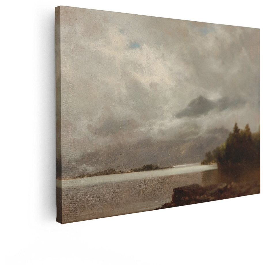 Artaza Canvas Schilderij Berglandschap - 80x60 cm - Wanddecoratie Natuur - Muurdecoratie Meer - Schilderijen Oude Meesters - Klassiek afbeelding 1