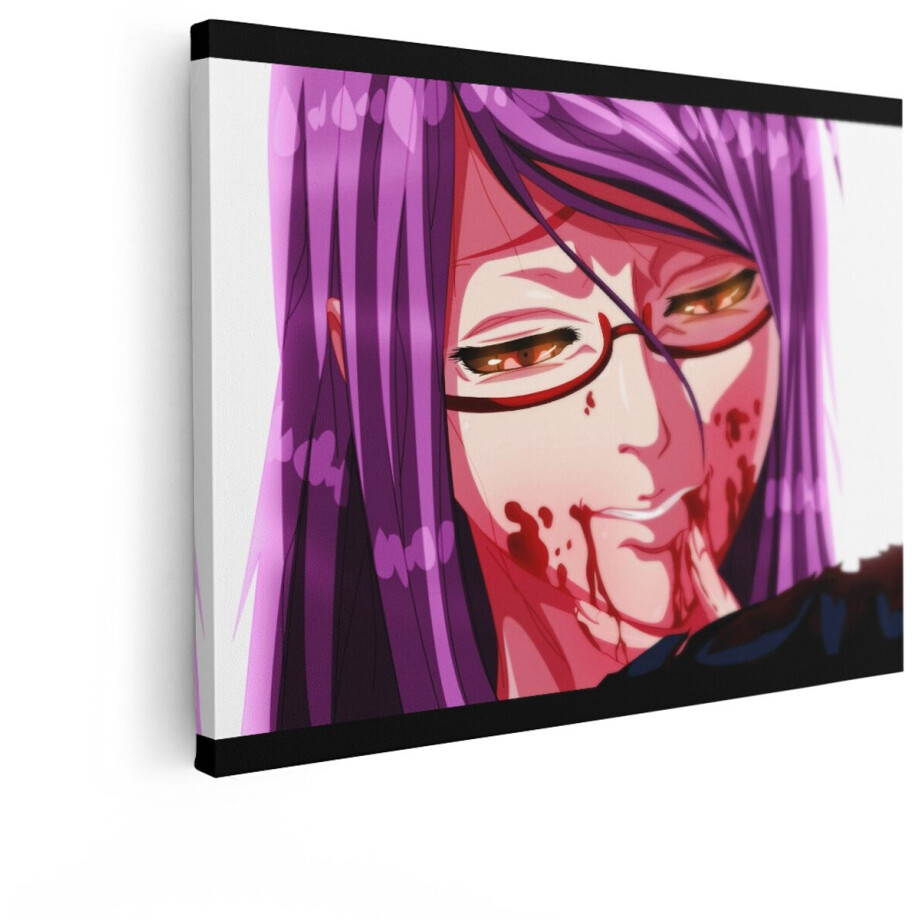 Artaza Canvas Schilderij Anime Rize Tokyo Ghoul - 80x60 cm - Wanddecoratie Schilderijen - Muurdecoratie Slaapkamer - Decoratie Paars afbeelding 1