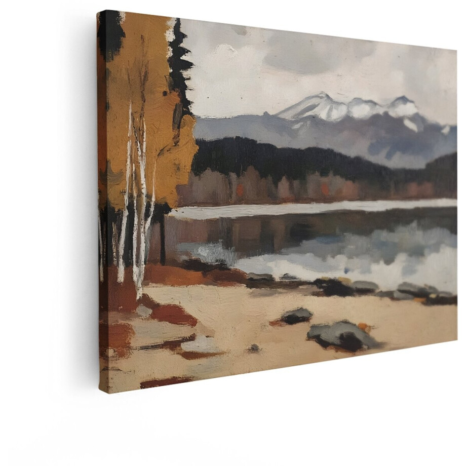 Artaza Canvas Schilderij Berglandschap - 120x90 cm - Wanddecoratie Meer - Muurdecoratie Natuur - Schilderijen Herfst Bomen Artaza Canvas Schilderij Berglandschap - 120x90 cm - Wanddecoratie Meer - Muurdecoratie Natuur - Schilderijen Herfst Bomen afbeelding 1