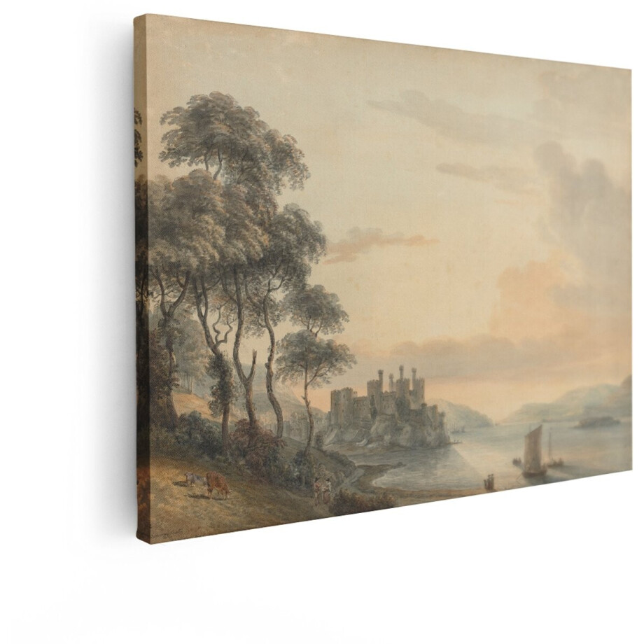 Artaza Canvas Schilderij Landschap - 120x90 cm - Wanddecoratie Kasteel Aan Zee - Muurdecoratie Zonsondergang - Decoratie Zeilboten Artaza Canvas Schilderij Landschap - 120x90 cm - Wanddecoratie Kasteel Aan Zee - Muurdecoratie Zonsondergang - Decoratie Zeilboten afbeelding 1