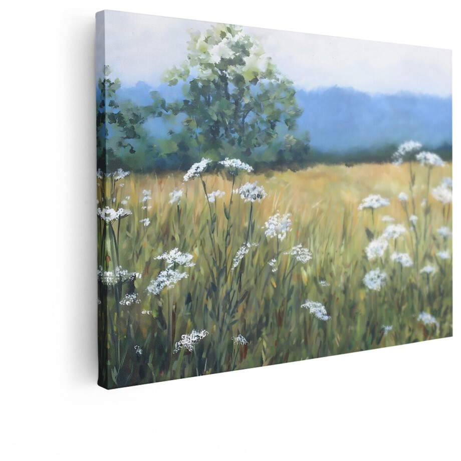 Artaza Canvas Schilderij Bloemenveld - 120x90 cm - Wanddecoratie Natuur - Muurdecoratie Landschap - Decoratie Witte Bloemen - Schilderijen Op Canvas Artaza Canvas Schilderij Bloemenveld - 120x90 cm - Wanddecoratie Natuur - Muurdecoratie Landschap - Decoratie Witte Bloemen - Schilderijen Op Canvas afbeelding 1