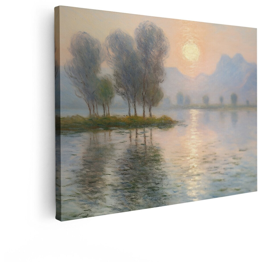Artaza Canvas Schilderij Landschap Monet - 80x60 cm - Wanddecoratie Zonsopgang - Muurdecoratie Oude Meesters - Decoratie Natuur afbeelding 1