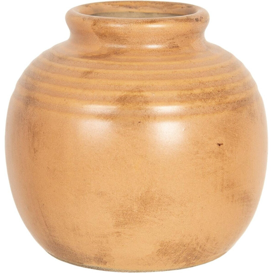 Clayre & Eef Vaas 8 cm Bruin Geel Keramiek afbeelding 1