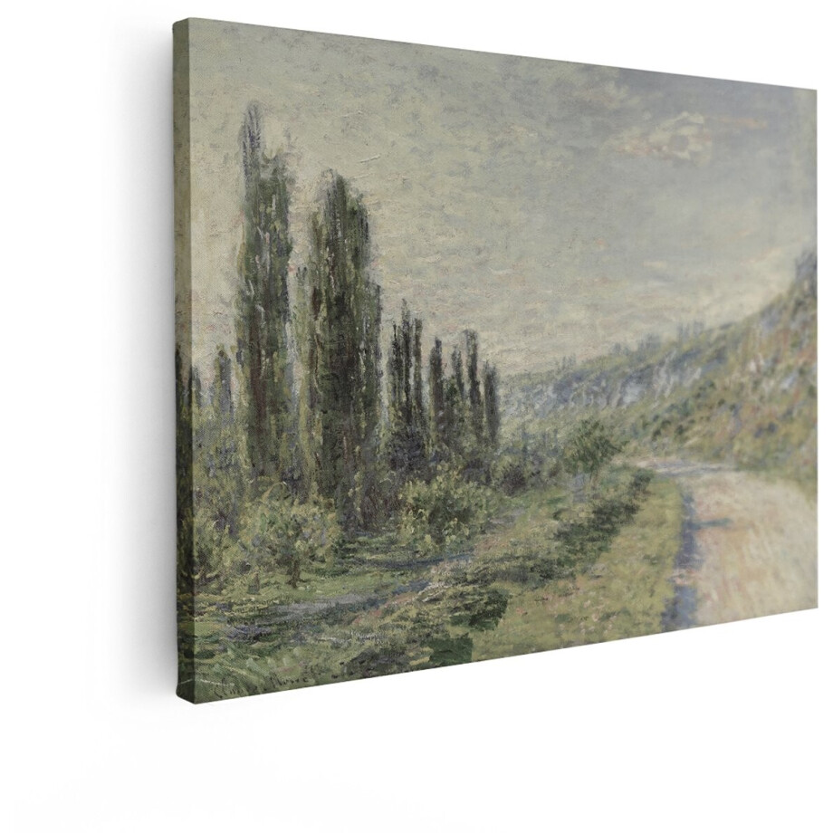 Artaza Canvas Schilderij Impressionistische Landschapsschilderij met Cipressen en een Landweggetje - 120x90 cm - Groot - Wanddecoratie Woonkamer - Schilderijen - Muurdecoratie afbeelding 1