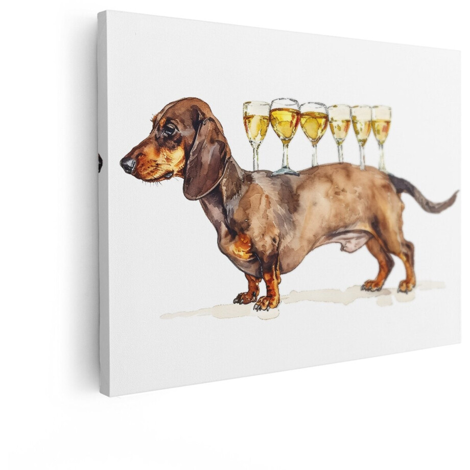 Artaza Canvas Schilderij Teckel - 120x90 cm - Wanddecoratie Hond - Muurdecoratie Dieren - Schilderij Wijn - Kamer Accessoires Artaza Canvas Schilderij Teckel - 120x90 cm - Wanddecoratie Hond - Muurdecoratie Dieren - Schilderij Wijn - Kamer Accessoires afbeelding 1