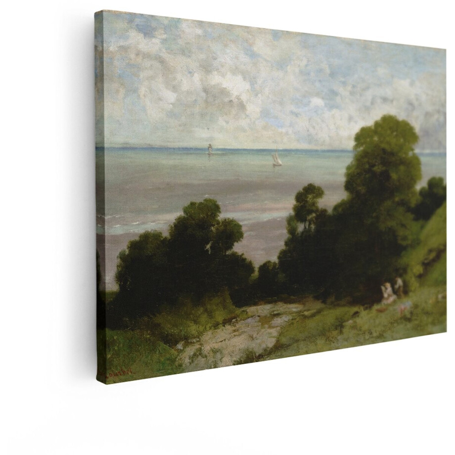 Artaza Canvas Schilderij Kustlandschap - 40x30 cm - Wanddecoratie Zee Natuur - Muurdecoratie Courbet - Schilderijen Op Canvas Landschap afbeelding 1
