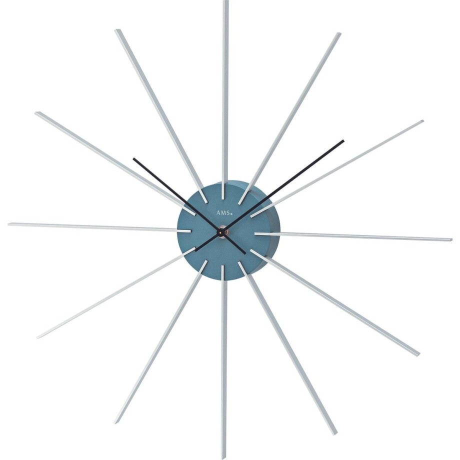 AMS W9596 - Wandklok - Quartz - Kunststof - Aluminium - Ø50 cm - Blauw afbeelding 1