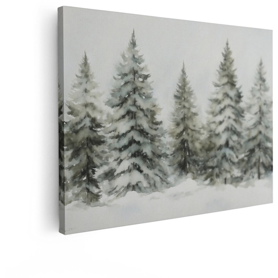 Artaza Canvas Schilderij Bos - 80x60 cm - Wanddecoratie Winter Landschap - Muurdecoratie Besneeuwde Bomen - Decoratie Natuur Aquarel Artaza Canvas Schilderij Bos - 80x60 cm - Wanddecoratie Winter Landschap - Muurdecoratie Besneeuwde Bomen - Decoratie Natuur Aquarel afbeelding 1