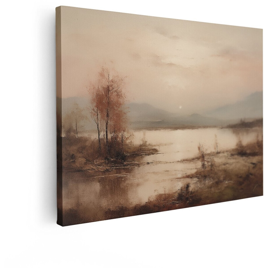 Artaza Canvas Schilderij Landschap - 80x60 cm - Wanddecoratie Natuur - Muurdecoratie Zonsondergang - Schilderijen Bergen Meer Artaza Canvas Schilderij Landschap - 80x60 cm - Wanddecoratie Natuur - Muurdecoratie Zonsondergang - Schilderijen Bergen Meer afbeelding 1