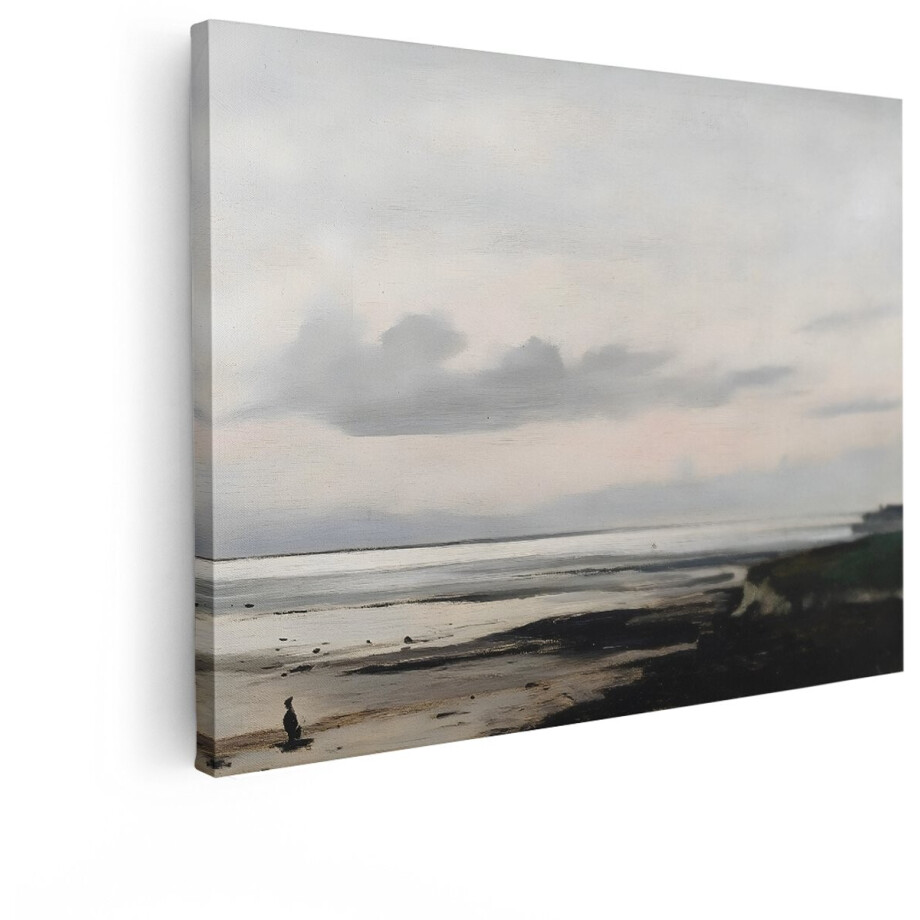 Artaza Canvas Schilderij Zee Landschap - 40x30 cm - Wanddecoratie Kustlijn - Muurdecoratie Natuur - Schilderijen Op Canvas Strand afbeelding 1