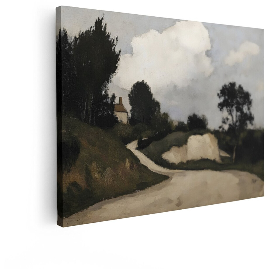 Artaza Canvas Schilderij Natuur - 40x30 cm - Wanddecoratie Landschap - Muurdecoratie Klassieke Schilderijen - Schilderijen Op Canvas Landweg Artaza Canvas Schilderij Natuur - 40x30 cm - Wanddecoratie Landschap - Muurdecoratie Klassieke Schilderijen - Schilderijen Op Canvas Landweg afbeelding 1