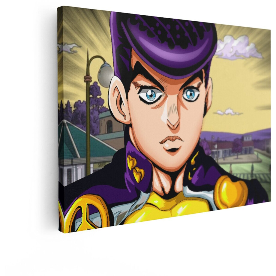 Artaza Canvas Schilderij Josuke Higashikata - 80x60 cm - Anime Wanddecoratie JoJo - Muurdecoratie Morioh - Schilderijen Jongens Slaapkamer afbeelding 1