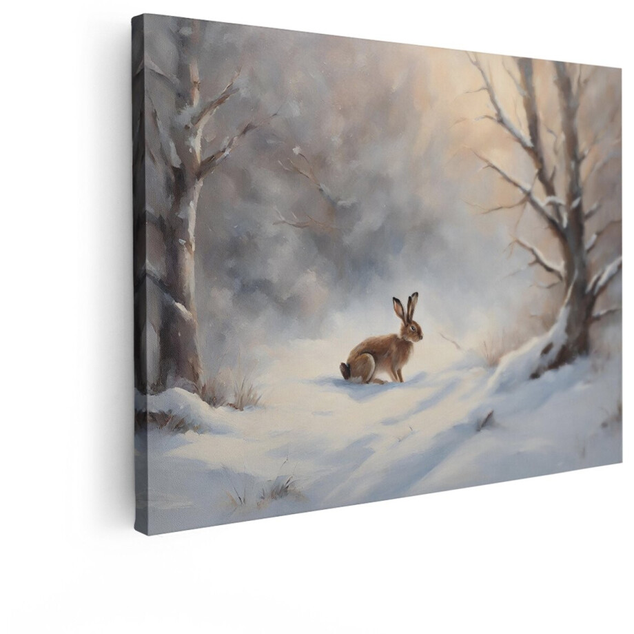 Artaza Canvas Schilderij Een Bruine Haas Zit in de Sneeuw tussen Winterse Bomen met Zacht Ochtendlicht - 80x60 cm - Wanddecoratie Woonkamer - Schilderijen - Muurdecoratie Artaza Canvas Schilderij Een Bruine Haas Zit in de Sneeuw tussen Winterse Bomen met Zacht Ochtendlicht - 80x60 cm - Wanddecoratie Woonkamer - Schilderijen - Muurdecoratie afbeelding 1