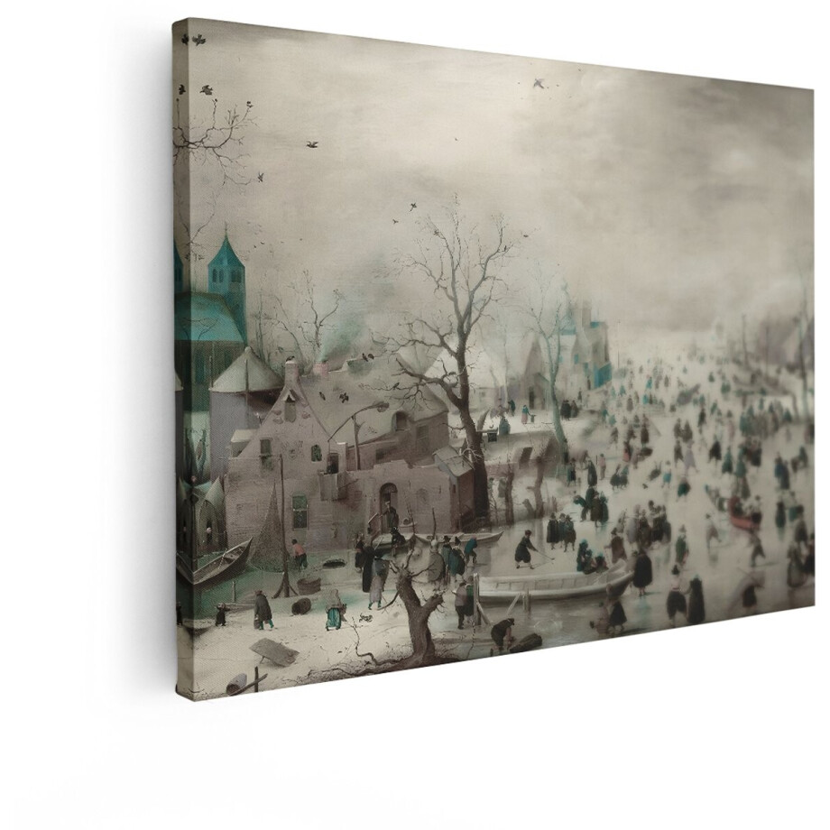 Artaza Canvas Schilderij Winter - 40x30 cm - Wanddecoratie Hendrick Avercamp - Muurdecoratie Oude Meesters - Schilderijen Op Canvas afbeelding 1
