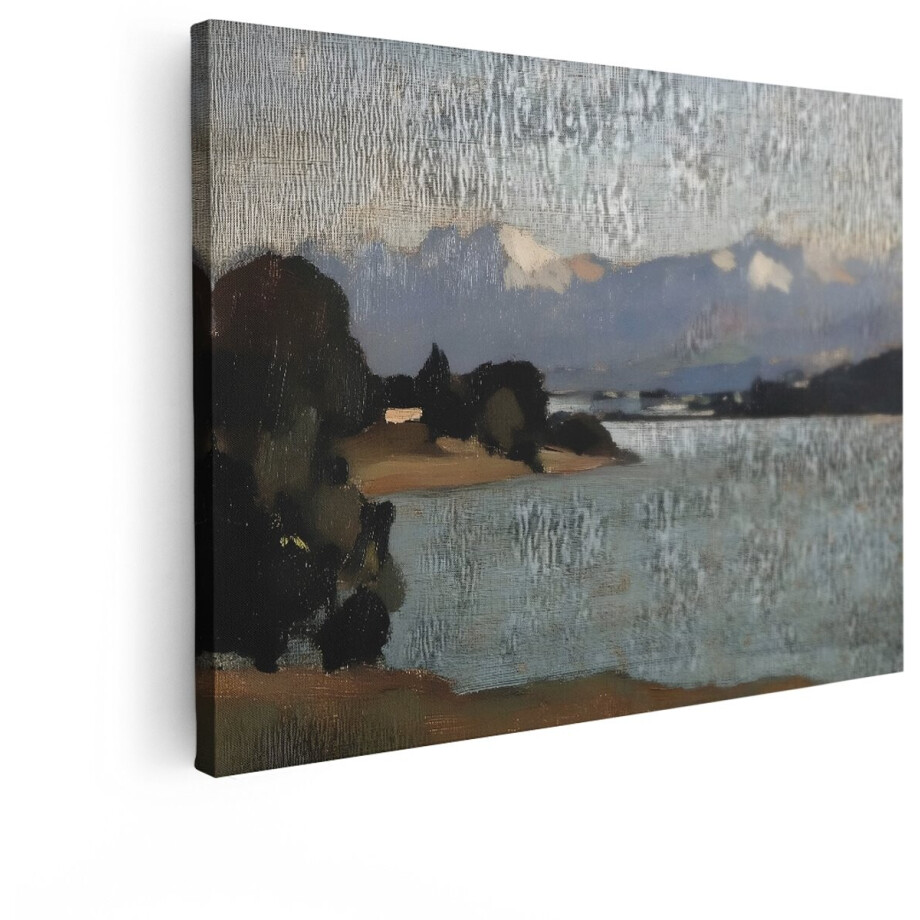 Artaza Canvas Schilderij Landschap - 80x60 cm - Wanddecoratie Bergen - Muurdecoratie Vintage - Schilderijen Natuur Meer afbeelding 1