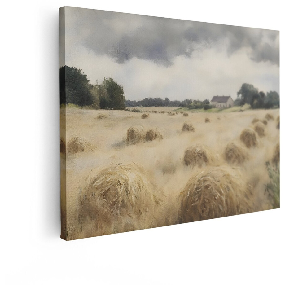 Artaza Canvas Schilderij Landschap - 80x60 cm - Wanddecoratie Landelijk - Muurdecoratie Hooibalen Boerderij - Decoratie Natuur Veld Artaza Canvas Schilderij Landschap - 80x60 cm - Wanddecoratie Landelijk - Muurdecoratie Hooibalen Boerderij - Decoratie Natuur Veld afbeelding 1