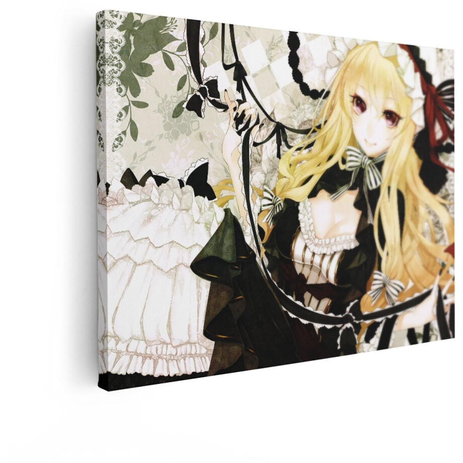 Artaza Canvas Schilderij Anime Meisje - 80x60 cm - Wanddecoratie Gothic Lolita - Muurdecoratie Blond Haar - Decoratie Slaapkamer afbeelding 1