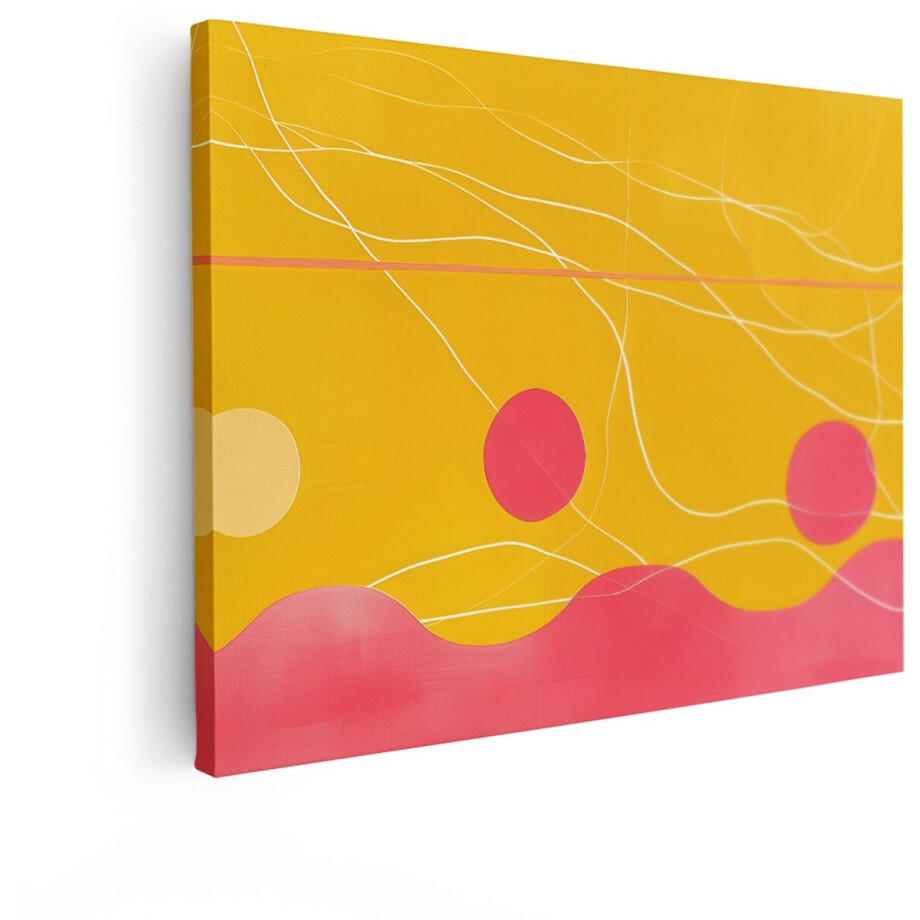 Artaza Canvas Schilderij Abstracte Vormen - 40x30 cm - Wanddecoratie Geometrisch - Muurdecoratie Modern - Schilderijen Op Canvas - Roze afbeelding 1