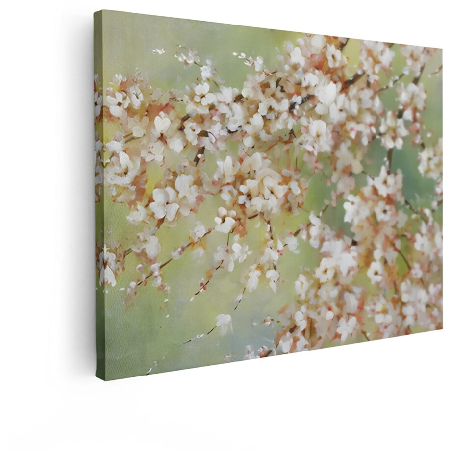 Artaza Canvas Schilderij Zachte Kersenbloesems in Pastelkleuren op een Zonnige Lentedag - 80x60 cm - Wanddecoratie Woonkamer - Schilderijen - Muurdecoratie afbeelding 1