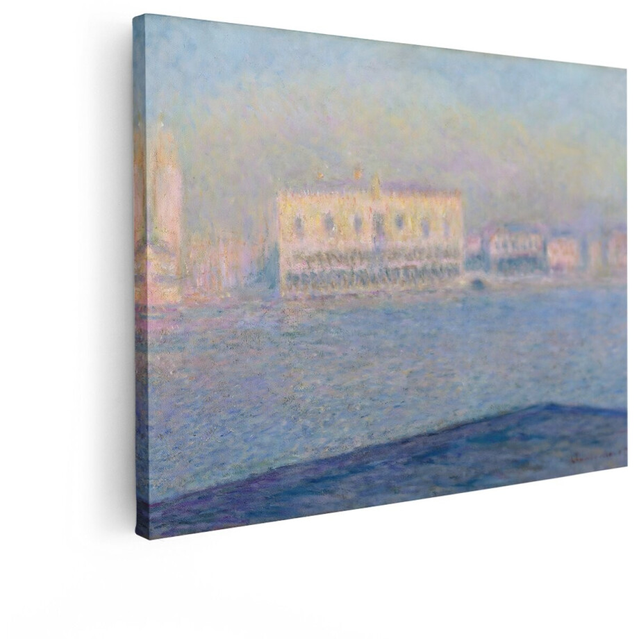 Artaza Canvas Schilderij Impressionistisch Schilderij van het Dogepaleis in Venetië bij Zonsopgang - 40x30 cm - Klein - Wanddecoratie Woonkamer - Schilderijen - Muurdecoratie afbeelding 1