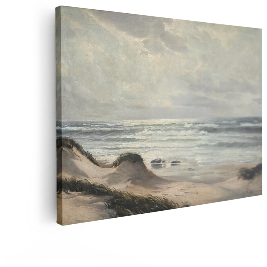 Artaza Canvas Schilderij Strand - 40x30 cm - Wanddecoratie Zee Landschap - Muurdecoratie Natuur - Decoratie Duinen - Kamer Accessoires afbeelding 1