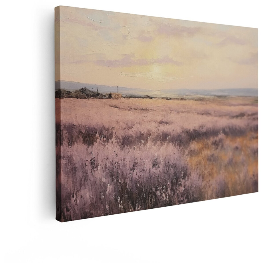Artaza Canvas Schilderij Lavendelveld - 120x90 cm - Wanddecoratie Zonsondergang - Muurdecoratie Landschap - Schilderijen Op Canvas Natuur afbeelding 1