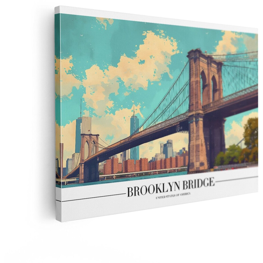 Artaza Canvas Schilderij Brooklyn Bridge New York - 120x90 cm - Wanddecoratie Skyline - Muurdecoratie Amerika - Schilderijen Op Canvas Artaza Canvas Schilderij Brooklyn Bridge New York - 120x90 cm - Wanddecoratie Skyline - Muurdecoratie Amerika - Schilderijen Op Canvas afbeelding 1
